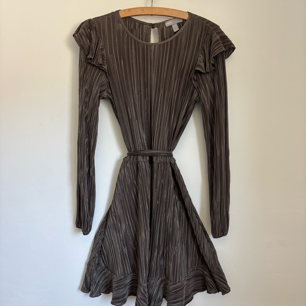 ASOS Olive Green Pleated Fit and Flare Mini Dress